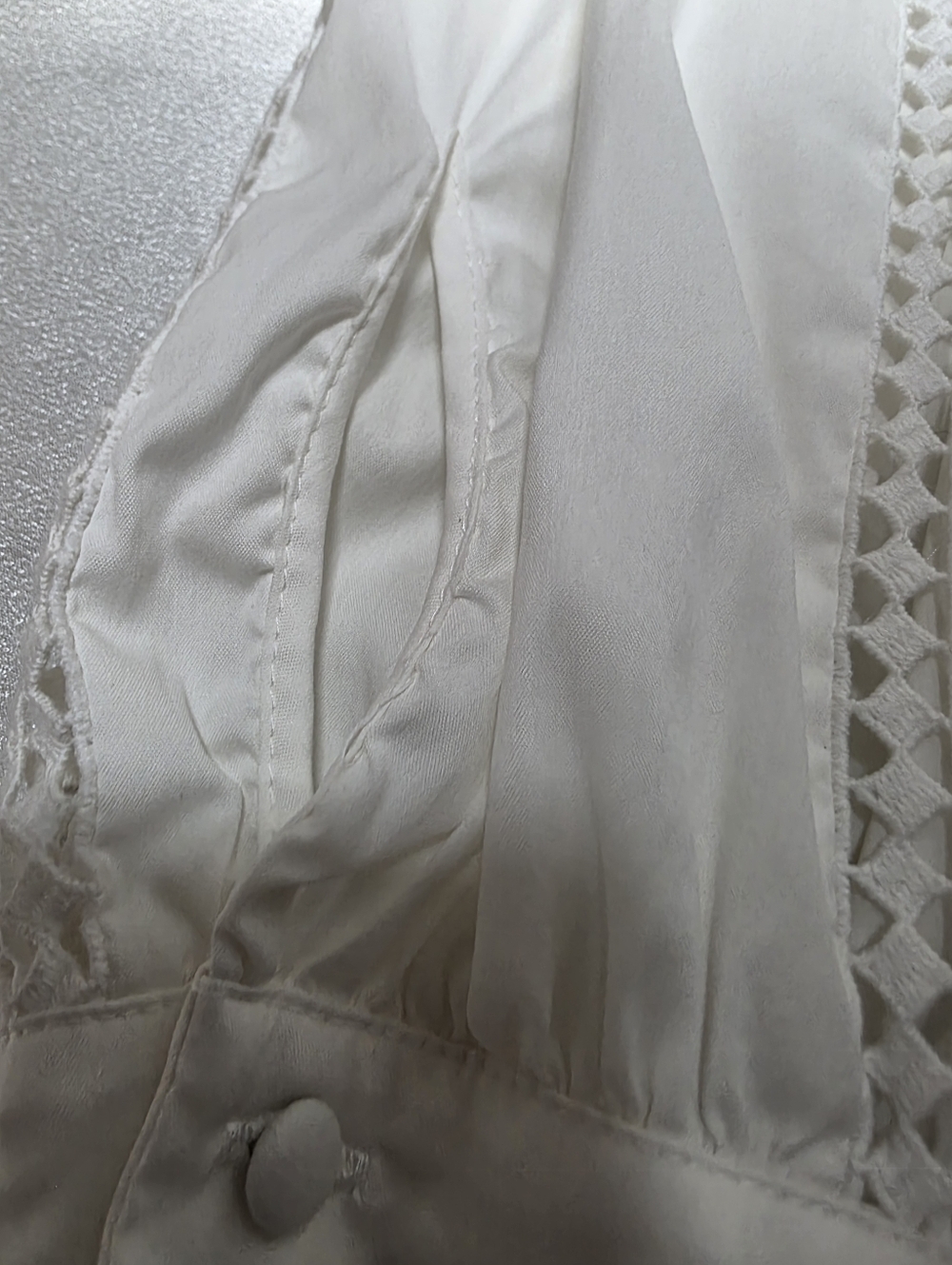 White House Black Market & Spruce Ivory Crochet-Trim Peasant Blouse - Picture 8 of 12